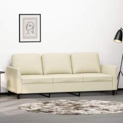 3-Sitzer-Sofa Creme 180 cm Kunstleder, Sofas