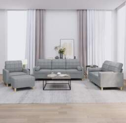 4-Piece Upholstered Set Light Grey Modern