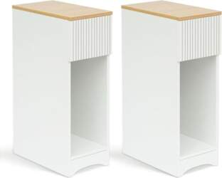 Bedside Table White with Drawer, Set