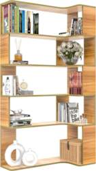 Bookcase, L-Shaped Storage Shelf with 5
