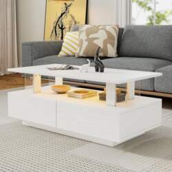 BTM White LED Coffee Table with