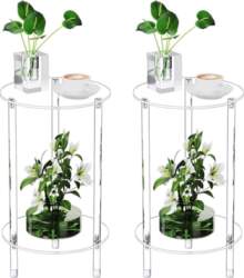 Clear Round Acrylic Side Table, Set