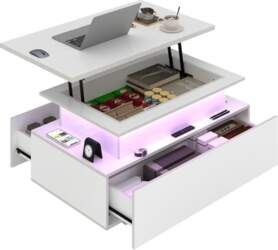 Coffee Table Height Adjustable White High