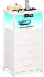 Coleshome White Bedside Table with Socket