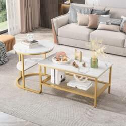 Elegant 2-in-1 Coffee Table Set, Side