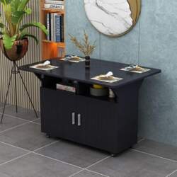 Expandable Drop-Leaf Dining Table with Wheels