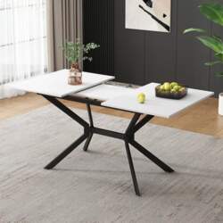 Extendable Dining Table, 120-160 cm, White