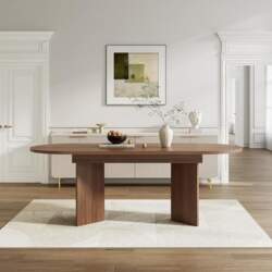 Extendable Wooden Dining Table with Rounded