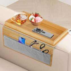Foldable Sofa Tray Armrest, Bamboo Couch