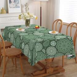 Green Paisley Tablecloth Rectangle Wipe Clean
