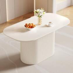 Guyii Oval Dining Table White Beige