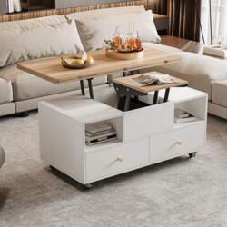 Height-adjustable coffee table with folding function