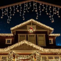 Icicle Lights Warm White Clear Cable