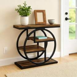 Industrial Design Console Table, 4-Tier Narrow