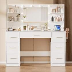 JUMMICO Large Dressing Table with Adjustable