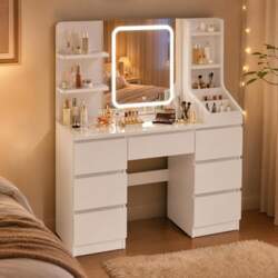 JUMMICO Large Dressing Table with Adjustable