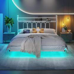 King Bed Frame with LED Lights
