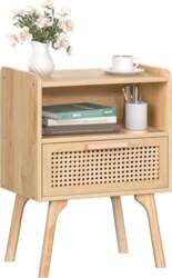 LELELINKY Rattan Bedside Table, Small Side