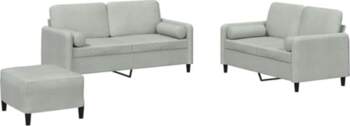 Light Grey Velvet Sofa Set with