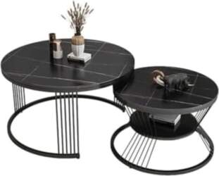 Marble Pattern Round Coffee Tables Set