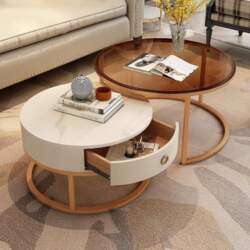 Modern Round Coffee Table, Set of