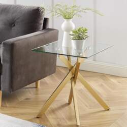 Modern Square Side Table with Tempered