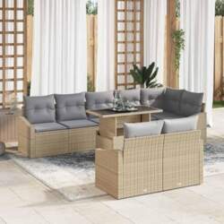 Modulares Gartensofa Beige Hellgrau als 9-teiliges