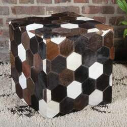 Patchwork Pouf Fur Stool Vanita 45