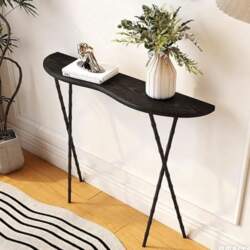 Retro Console Table with Solid Wood