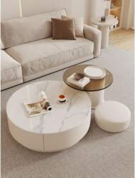 Rock Slab Circle Coffee Table Set