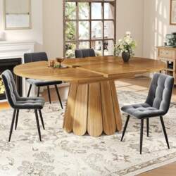 Round Dining Table, Extendable Kitchen Table