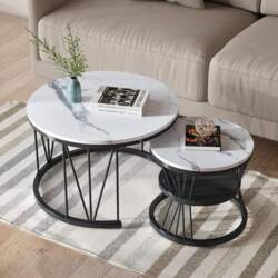 Round Side Tables, Set of 2