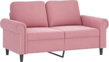 Samtsofa mit Fußhocker Rosa - 2er