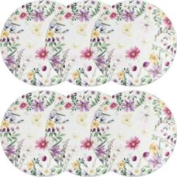 Set of 6 Round Floral Pattern