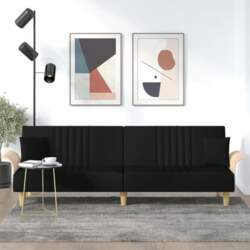Sofa Bed with Armrests Black Fabric