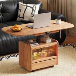 Solid Wood Coffee Table with Foldable