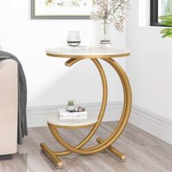 Tribesigns Round Side Table 2 Levels
