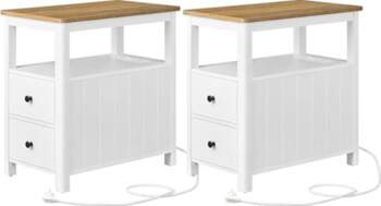 VASAGLE Set of 2 Narrow Bedside