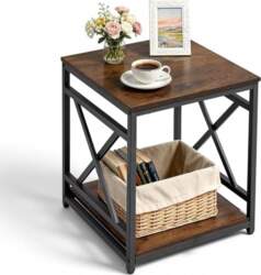 VEVOR Side Table 2-Tier Bedside Table