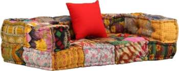 VidaXL Pouf, 2-Seater Modular Patchwork Fabric