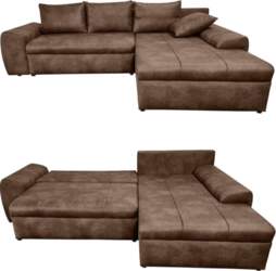 Vintage Corner Sofa with Sleep Function