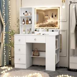 2-in-1 Dressing Table with Lighting and