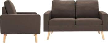 2-TLG. Sofagarnitur Braun Stoff Sofa Couch