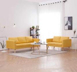 2-TLG. Sofagarnitur Set Gelb Sofa Couch
