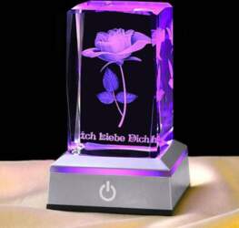 3D Rose Crystal Multicoloured Night Light