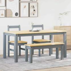 4-Piece Panama Dining Set Grey Solid