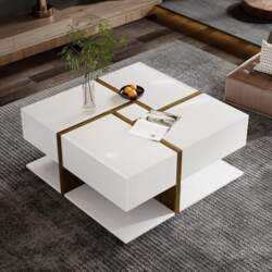 ANIROY Coffee Table, Square Functional Coffee