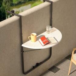 BAKAJI Outdoor Railing Table, Balcony, Foldable