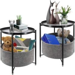 Bedside Table Set of 2, Round