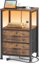 Bedside Table with LED & Charging